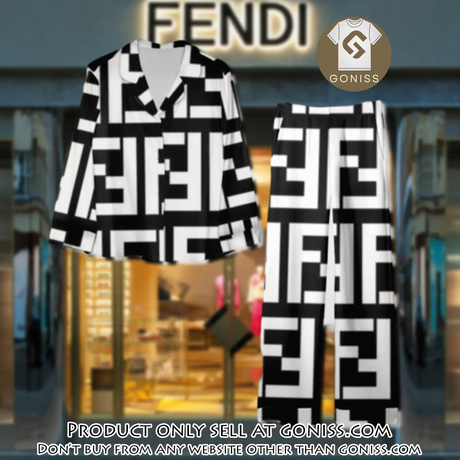 Trending luxury fendi satin pajama set pjs1050 gn1223014